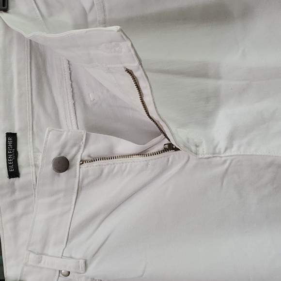 Eileen Fisher Women's Organic Cotton Stretch Denim Pant (Petite) in White - Picture 7 of 10